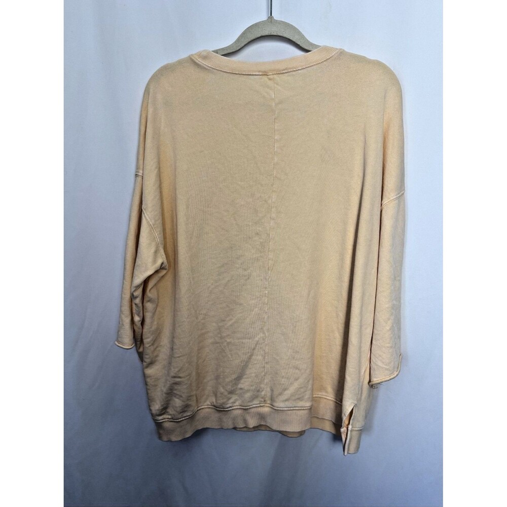 EASEL Size L Oversized Mineral Washed BOHO Heart Patch Top 100% Cotton - PEACH - Picture 5 of 10